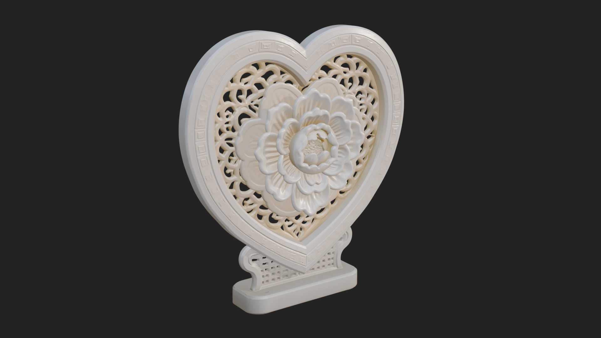 Ornate Framed Heart Plaque Design 319 3D Print Model 3D Model