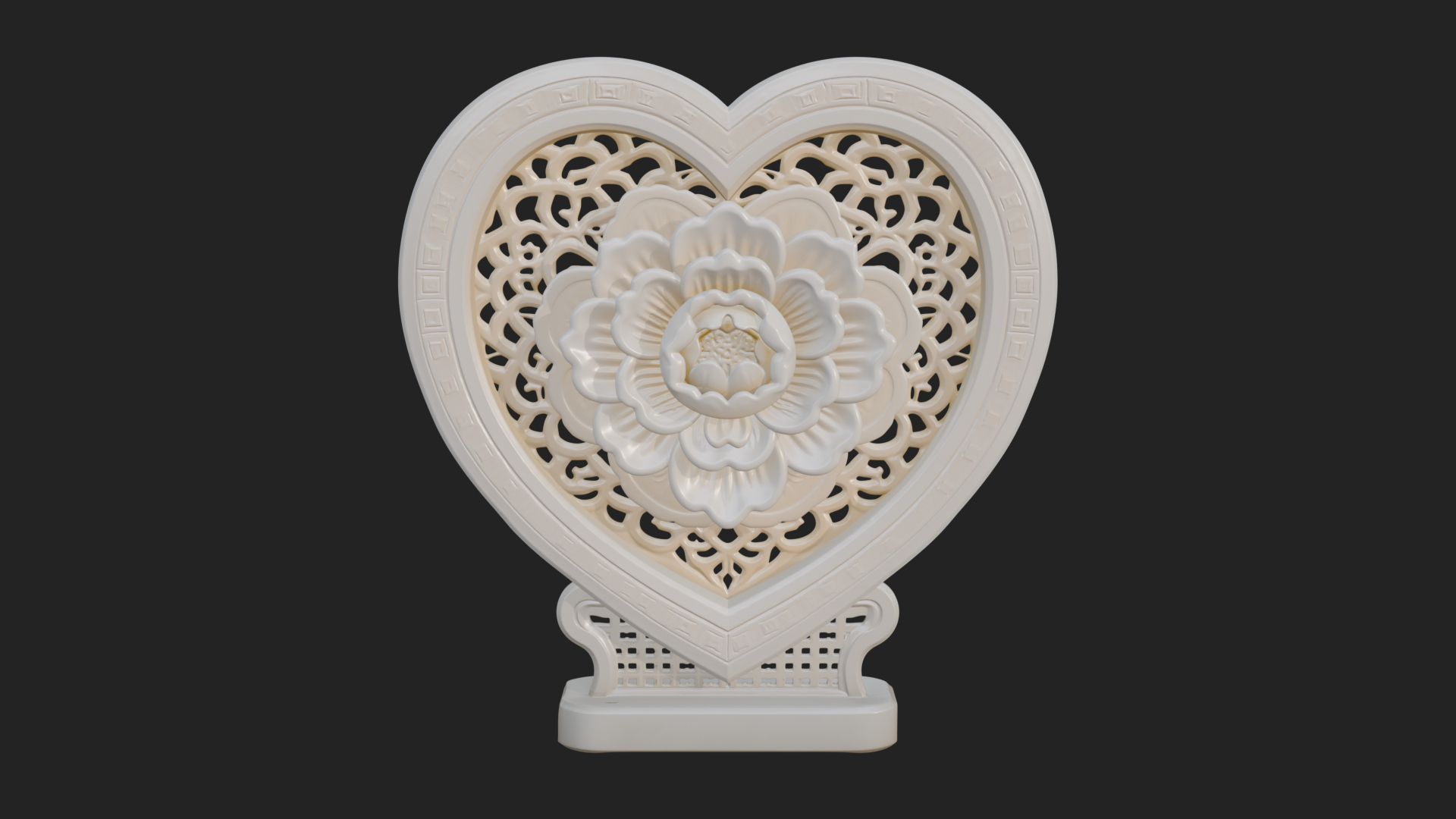 Ornate Framed Heart Plaque Design 319 3D Print Model 3D Model