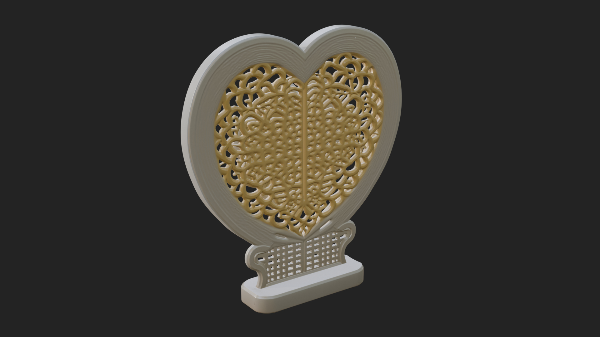 Ornate Framed Heart Plaque Design 319 3D Print Model 3D Model