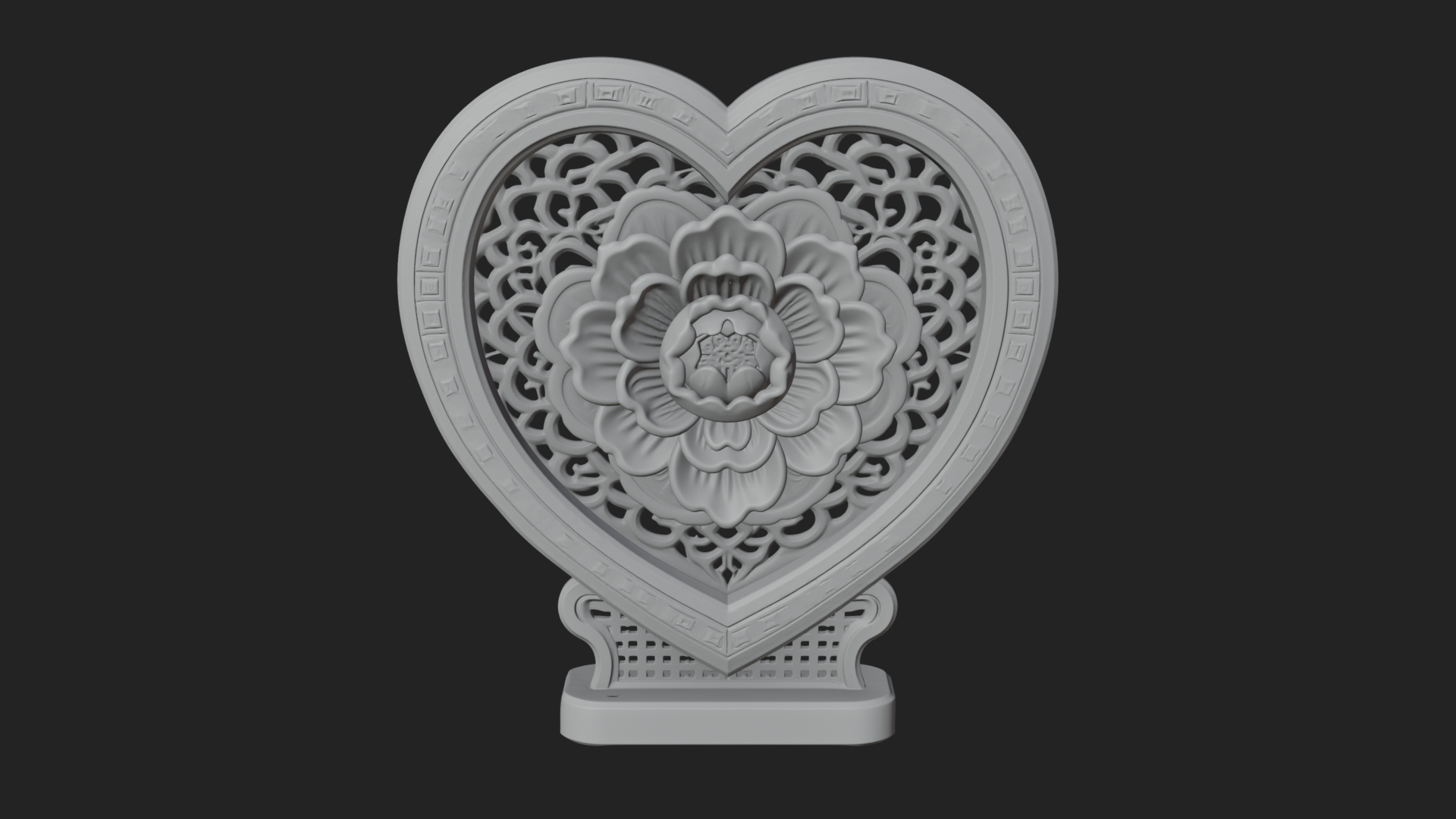 Ornate Framed Heart Plaque Design 319 3D Print Model 3D Model