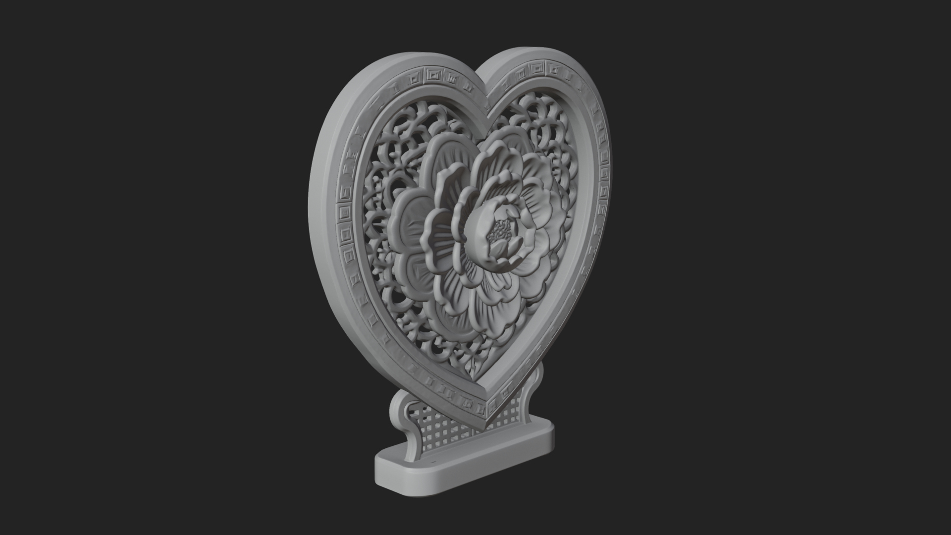 Ornate Framed Heart Plaque Design 319 3D Print Model 3D Model