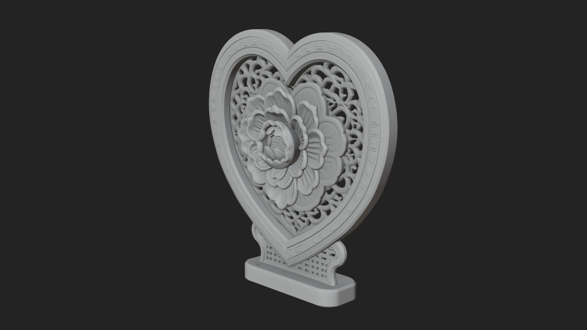 Ornate Framed Heart Plaque Design 319 3D Print Model 3D Model
