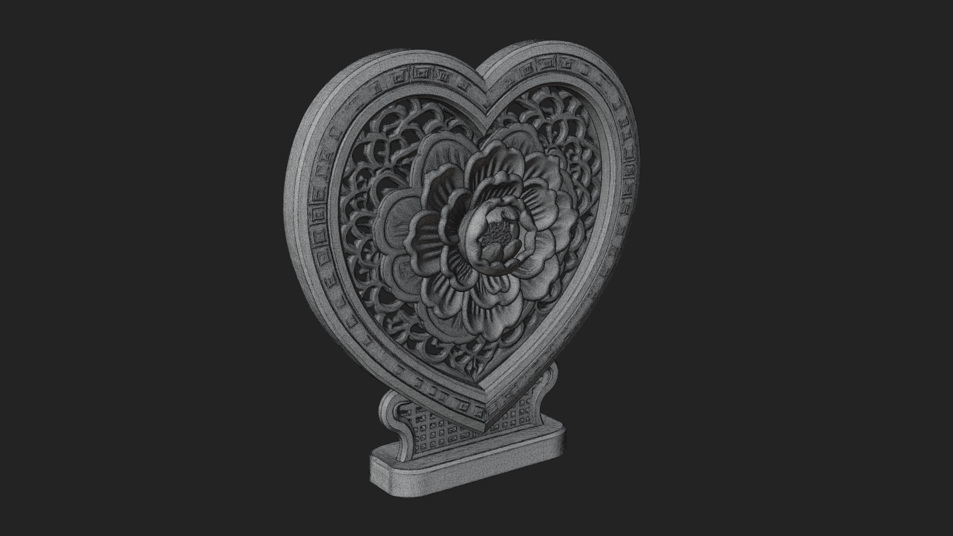 Ornate Framed Heart Plaque Design 319 3D Print Model 3D Model