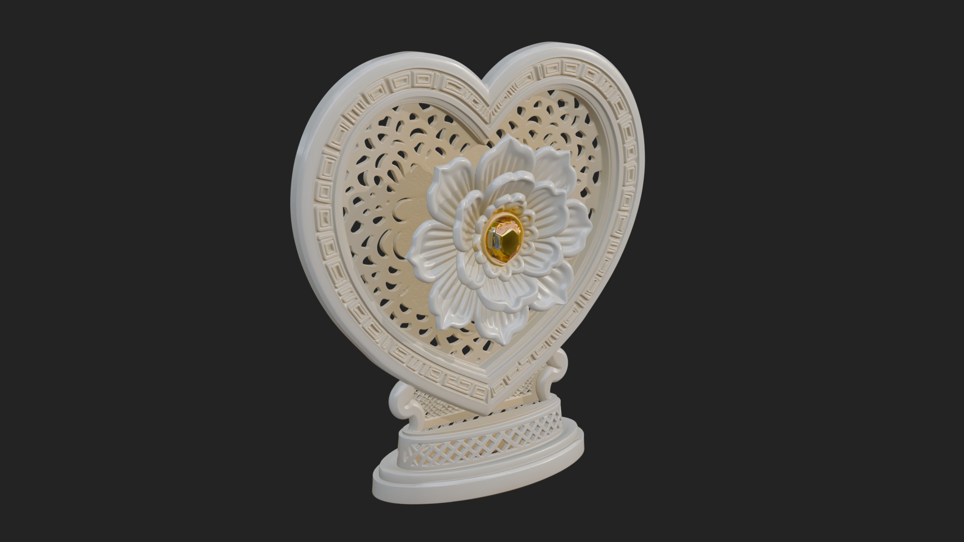 Ornate Framed Heart Plaque Design 320 3D Print Model 3D Model