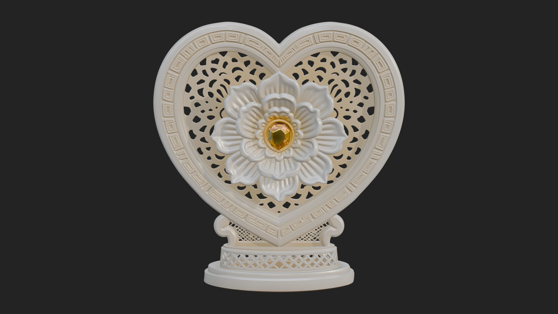 Ornate Framed Heart Plaque Design 320 3D Print Model 3D Model