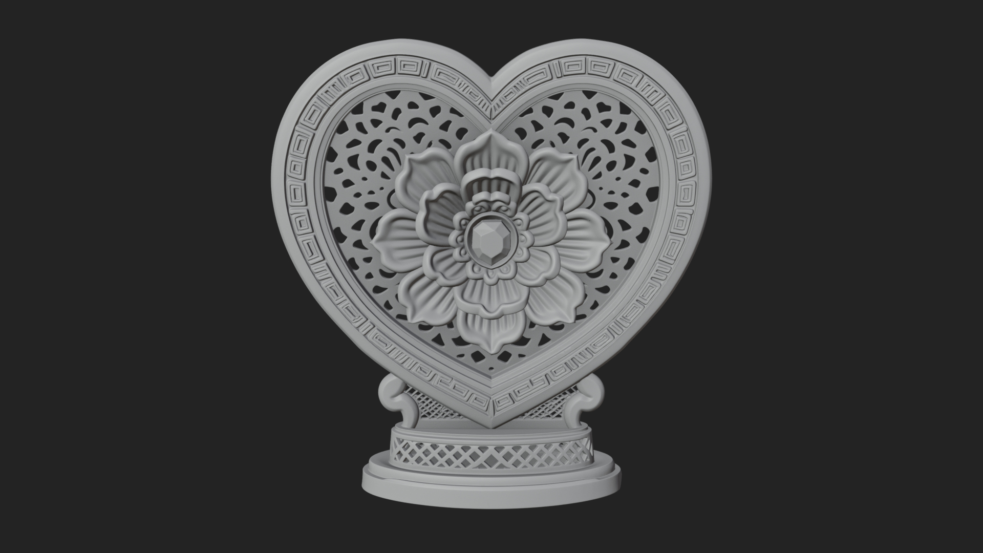 Ornate Framed Heart Plaque Design 320 3D Print Model 3D Model