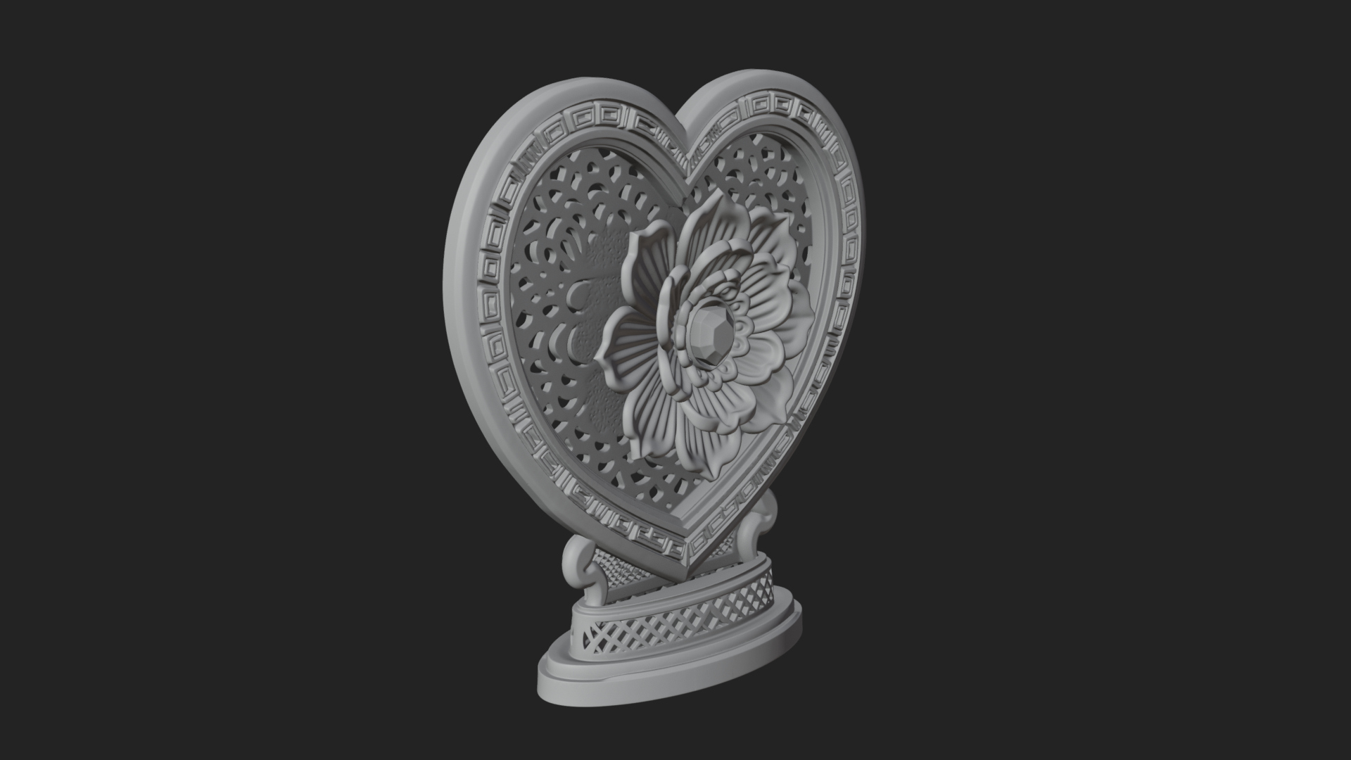Ornate Framed Heart Plaque Design 320 3D Print Model 3D Model