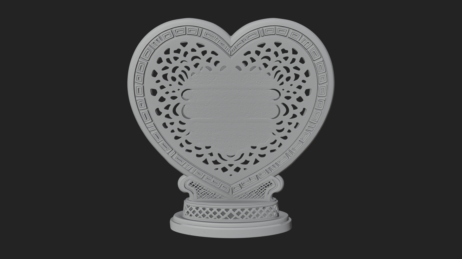 Ornate Framed Heart Plaque Design 320 3D Print Model 3D Model