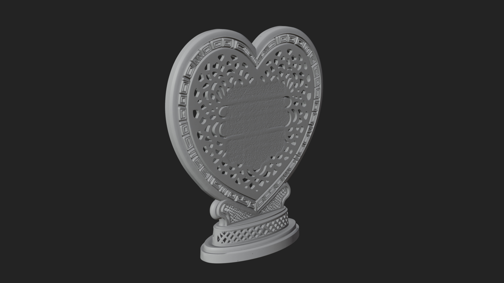 Ornate Framed Heart Plaque Design 320 3D Print Model 3D Model