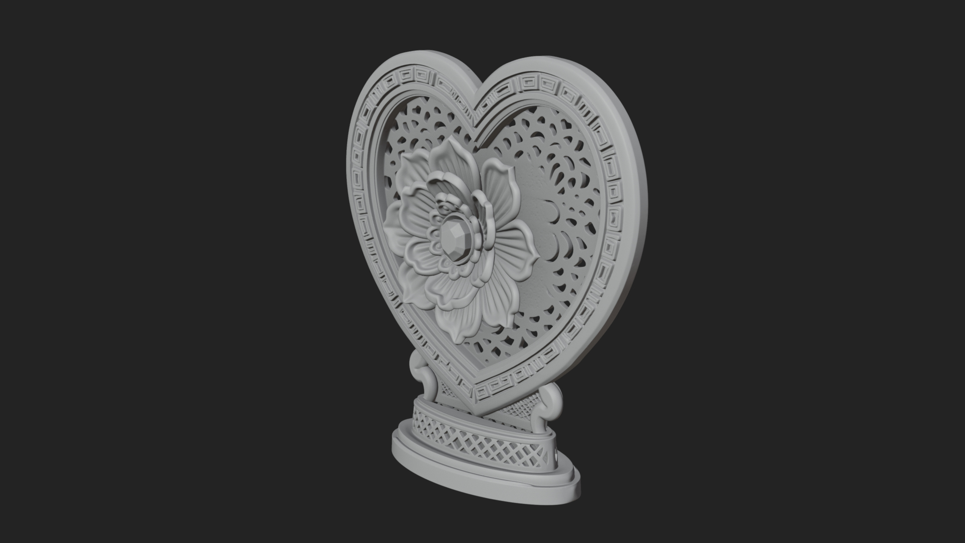 Ornate Framed Heart Plaque Design 320 3D Print Model 3D Model