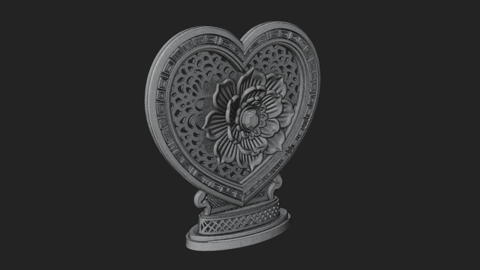Ornate Framed Heart Plaque Design 320 3D Print Model 3D Model