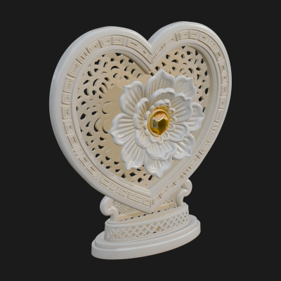 Ornate Framed Heart Plaque Design 320 3D Print Model