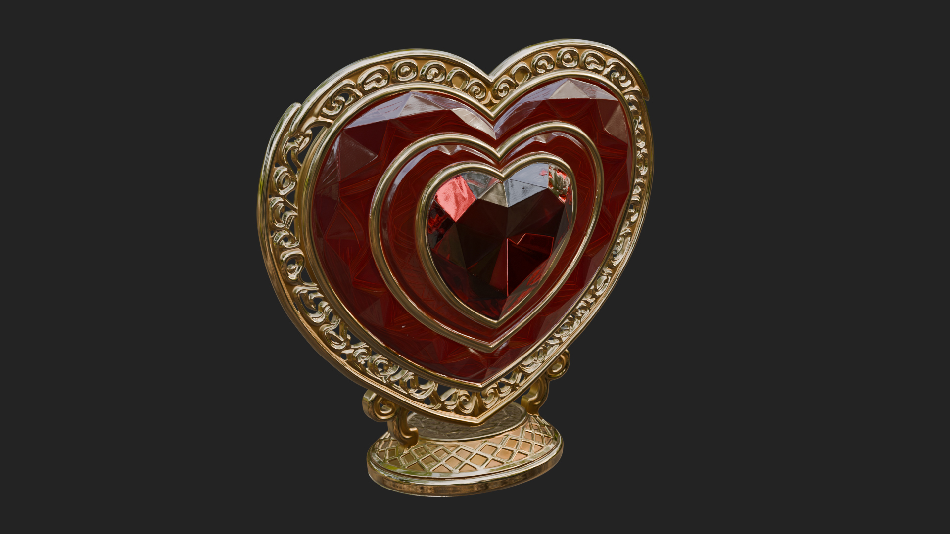 Ornate Framed Heart Plaque Design 321 3D Print Model 3D Model