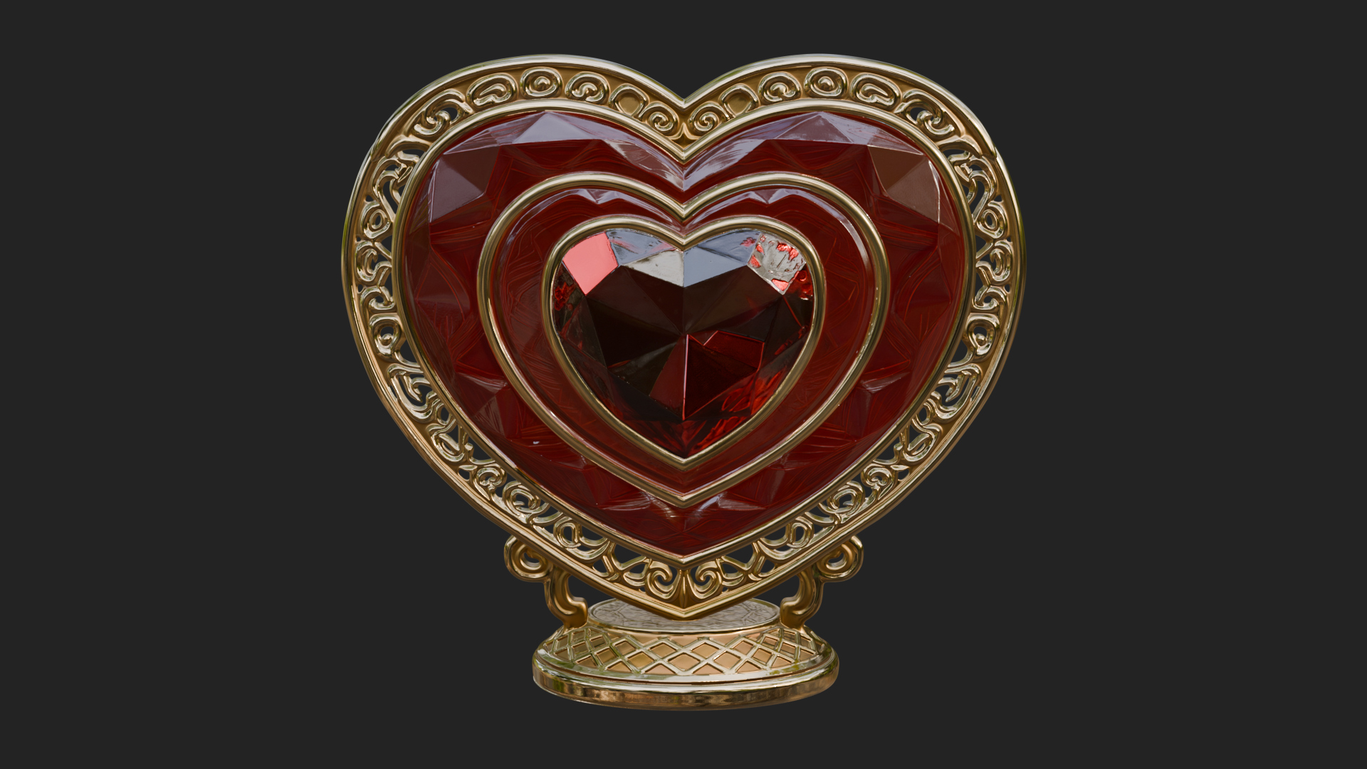 Ornate Framed Heart Plaque Design 321 3D Print Model 3D Model