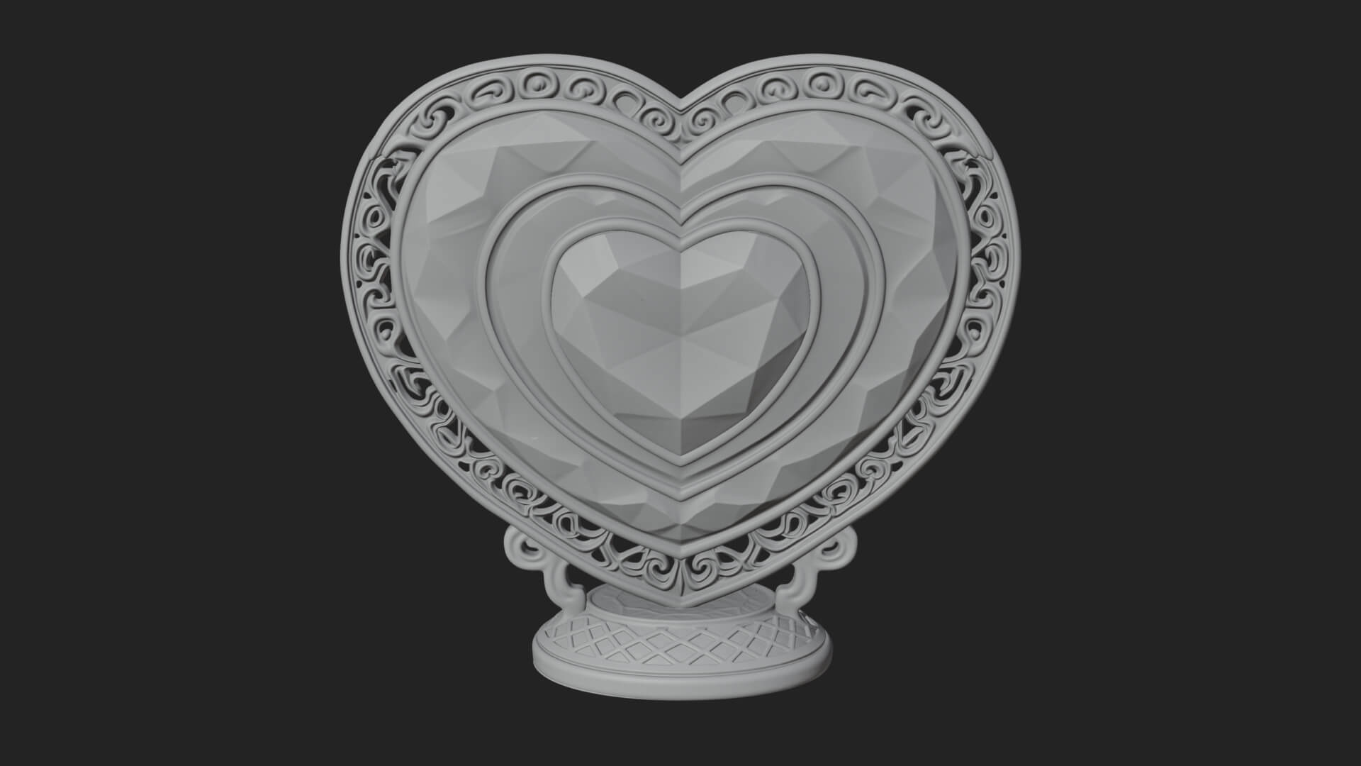 Ornate Framed Heart Plaque Design 321 3D Print Model 3D Model