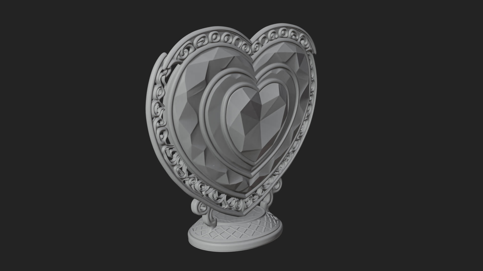 Ornate Framed Heart Plaque Design 321 3D Print Model 3D Model