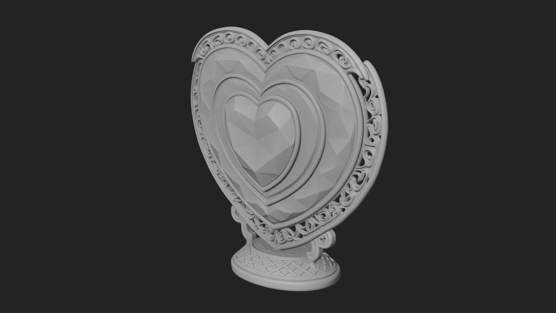 Ornate Framed Heart Plaque Design 321 3D Print Model 3D Model
