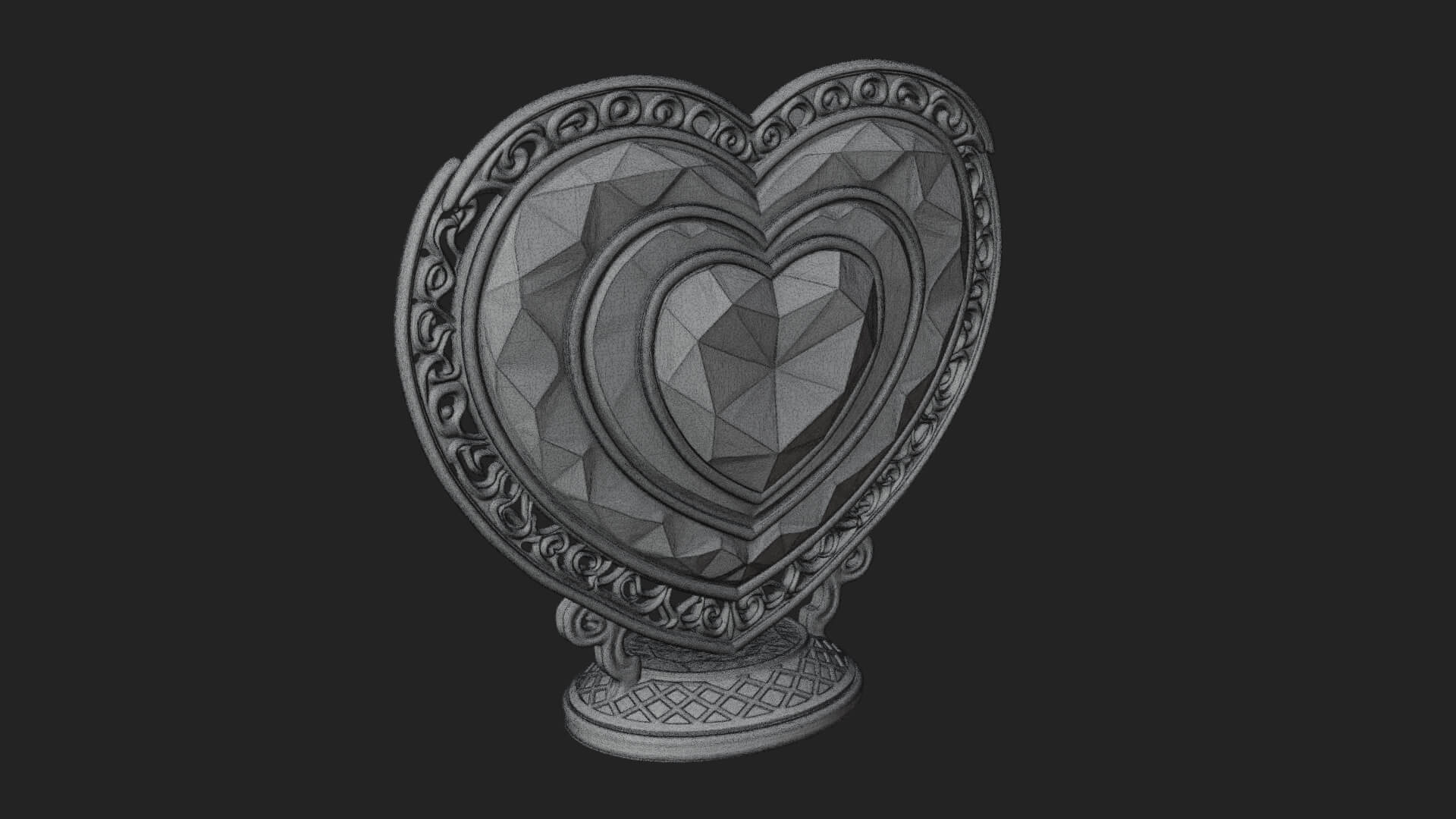 Ornate Framed Heart Plaque Design 321 3D Print Model 3D Model