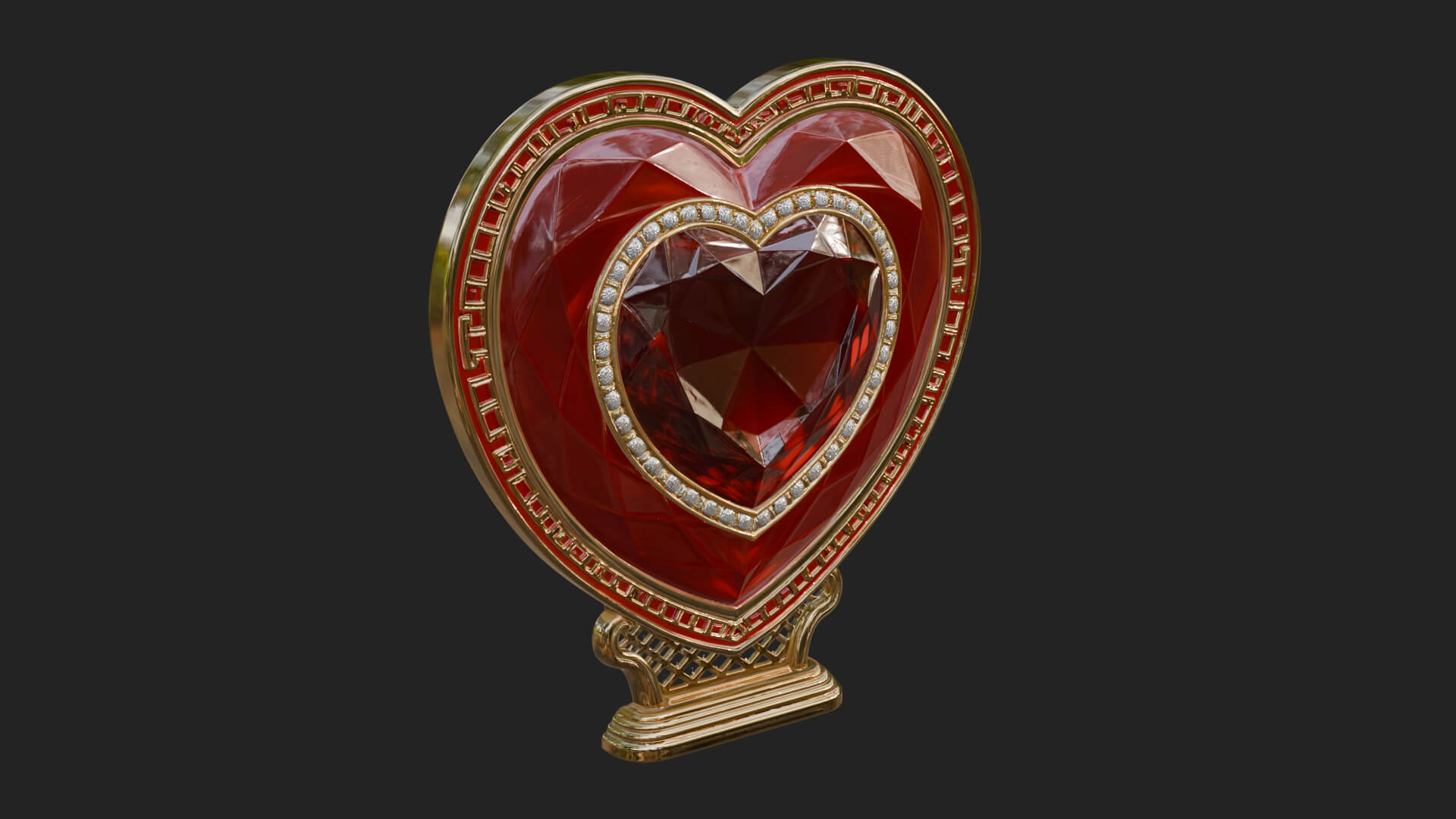 Ornate Framed Heart Plaque Design 324 3D Print Model 3D Model