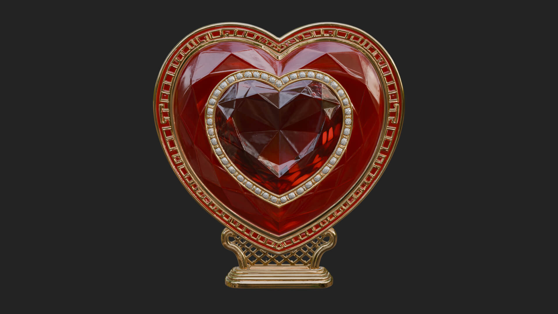 Ornate Framed Heart Plaque Design 324 3D Print Model 3D Model