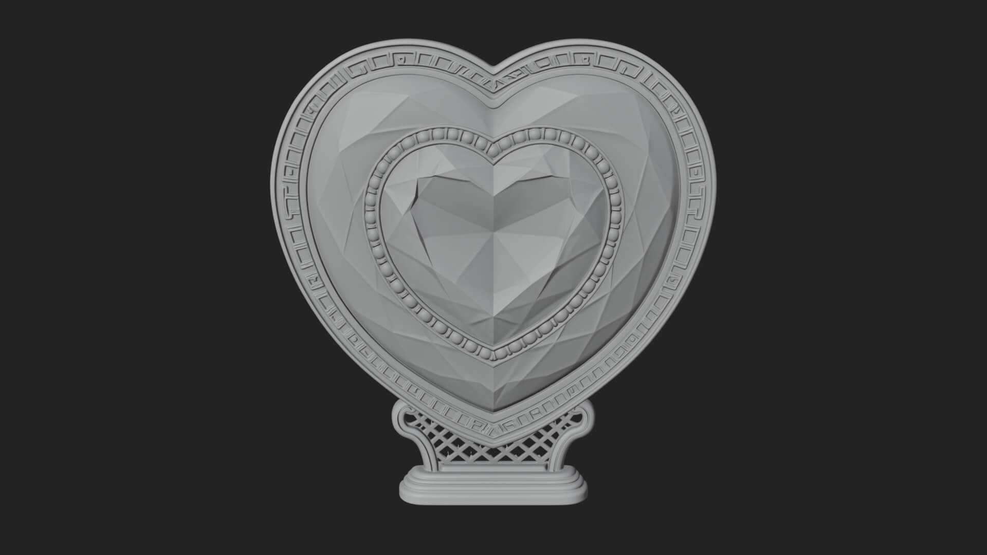 Ornate Framed Heart Plaque Design 324 3D Print Model 3D Model