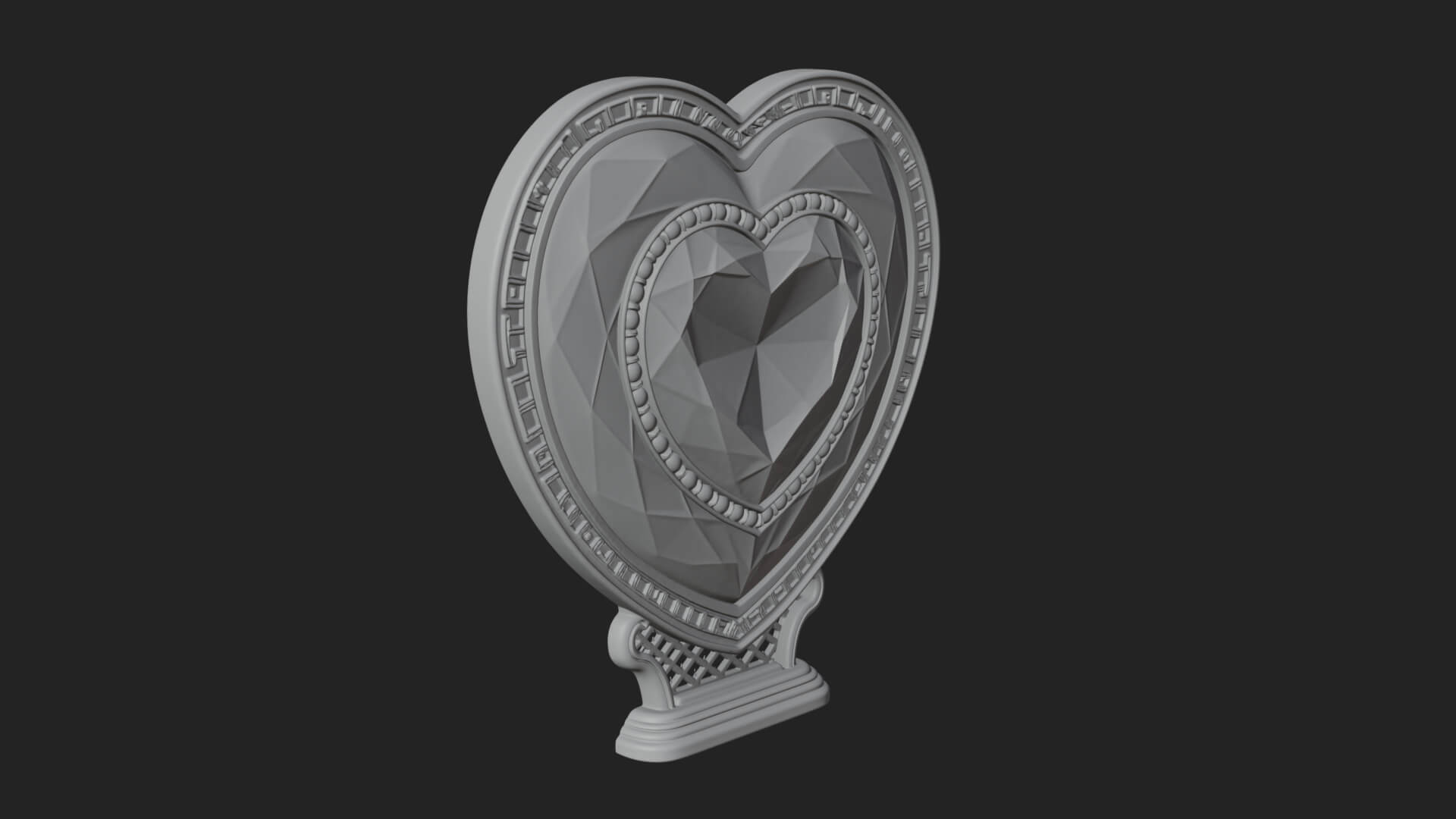 Ornate Framed Heart Plaque Design 324 3D Print Model 3D Model