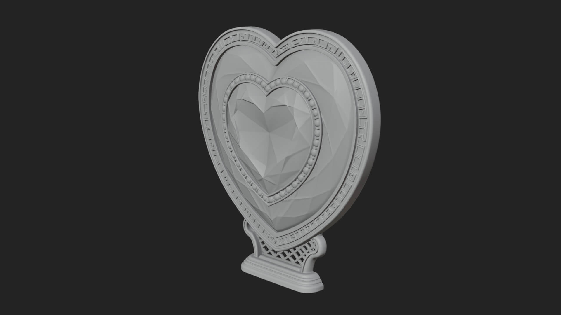 Ornate Framed Heart Plaque Design 324 3D Print Model 3D Model