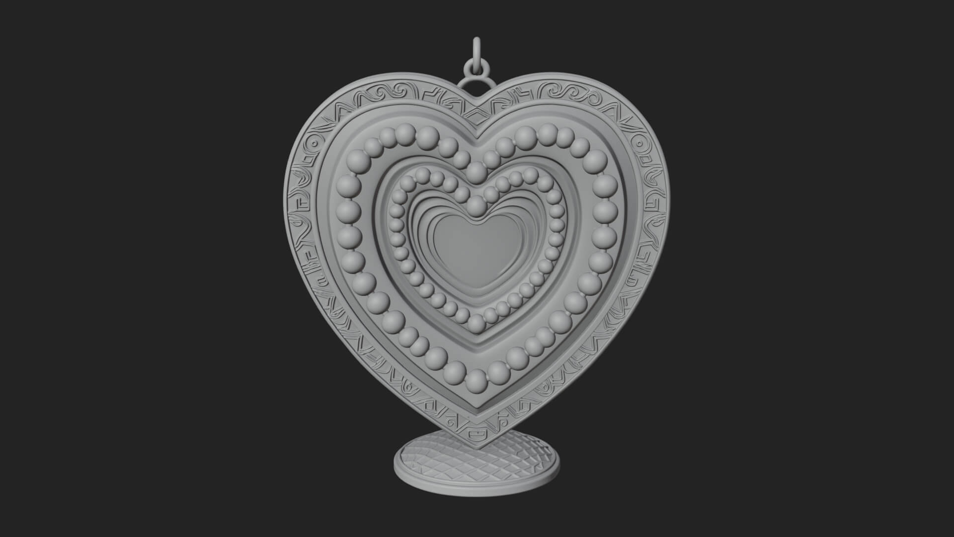 Ornate Framed Heart Plaque Design 325 3D Print Model 3D Model