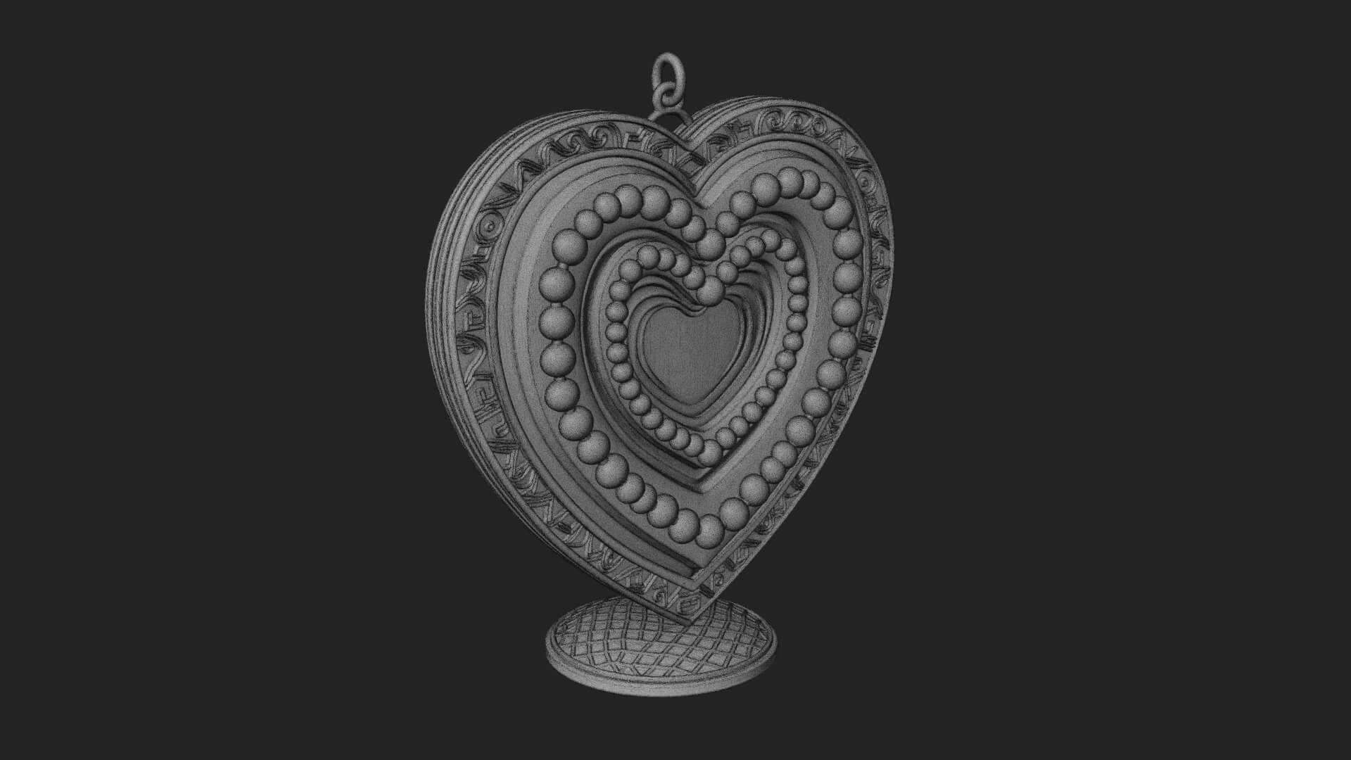 Ornate Framed Heart Plaque Design 325 3D Print Model 3D Model