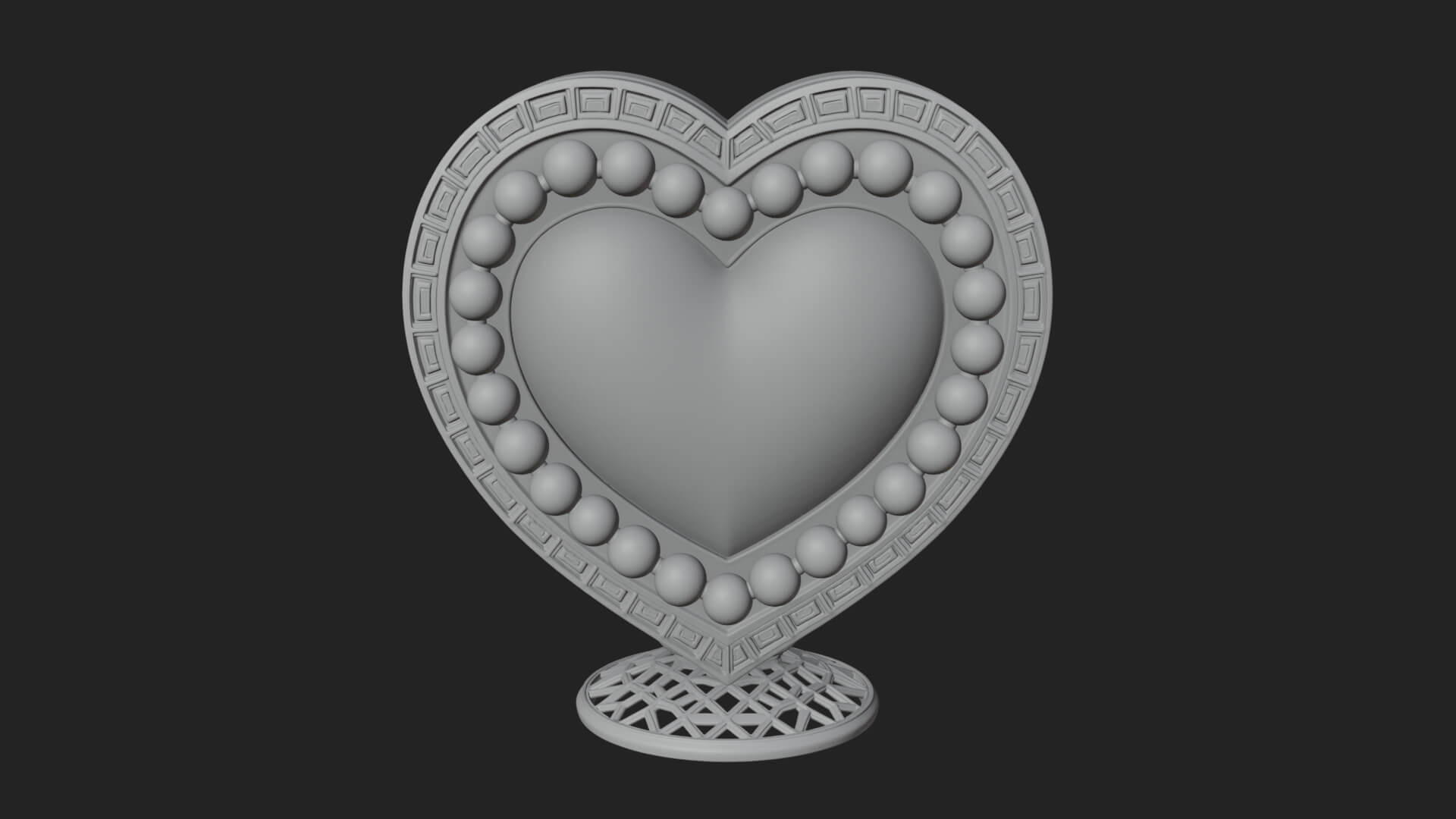 Ornate Framed Heart Plaque Design 327 3D Print Model 3D Model