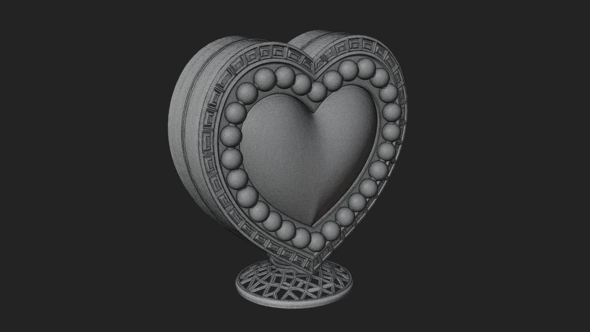 Ornate Framed Heart Plaque Design 327 3D Print Model 3D Model