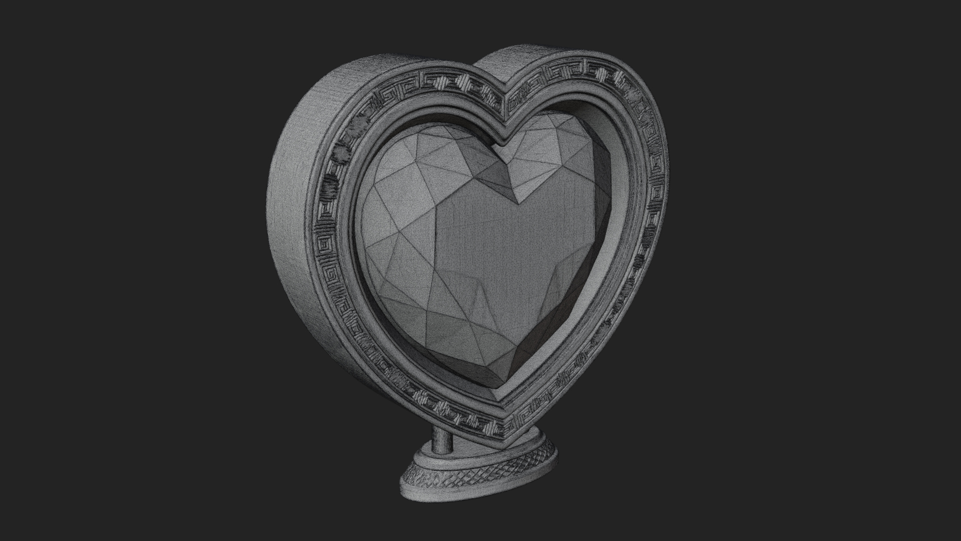 Ornate Framed Heart Plaque Design 329 3D Print Model 3D Model