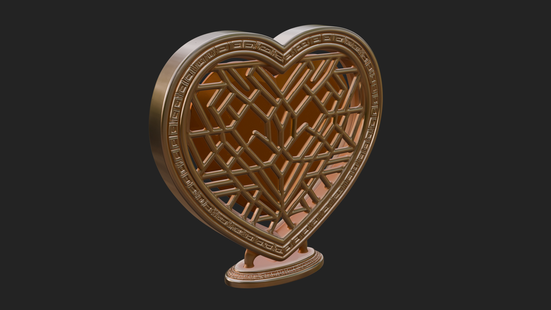 Ornate Framed Heart Plaque Design 330 3D Print Model 3D Model