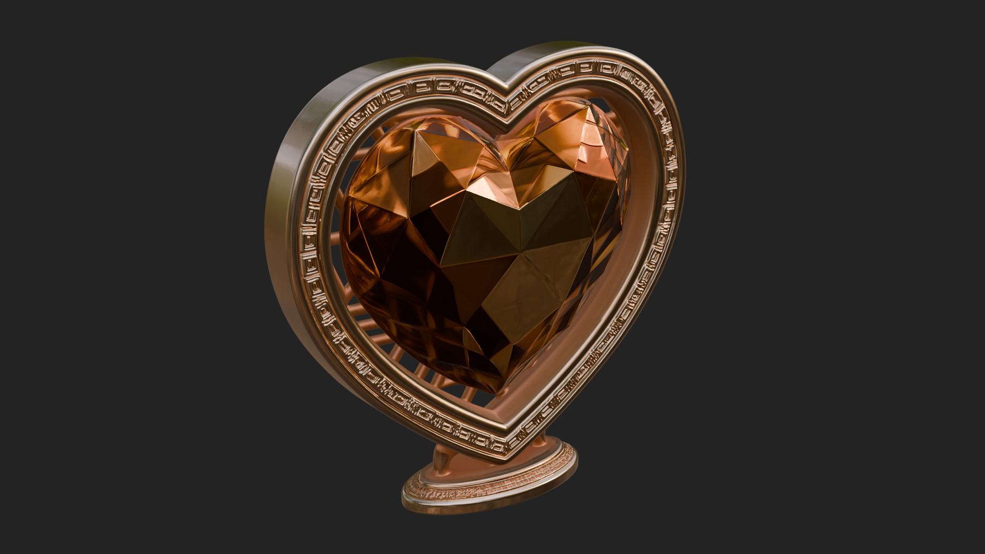 Ornate Framed Heart Plaque Design 330 3D Print Model 3D Model