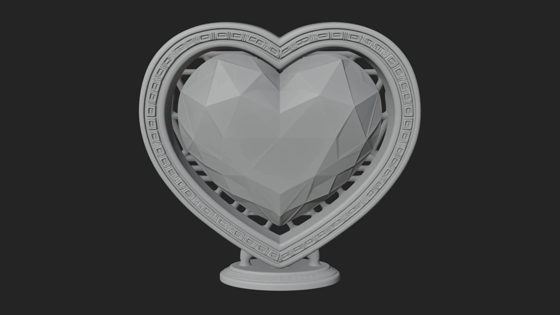 Ornate Framed Heart Plaque Design 330 3D Print Model 3D Model