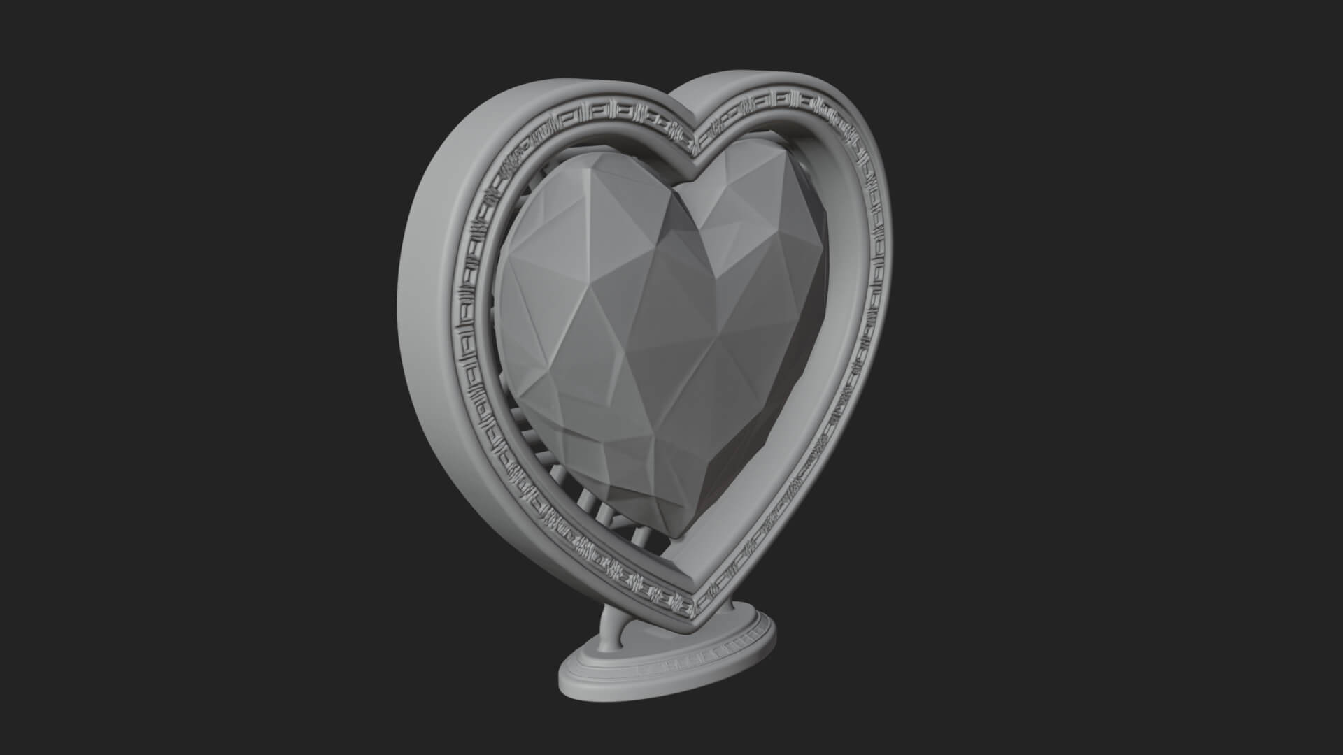 Ornate Framed Heart Plaque Design 330 3D Print Model 3D Model