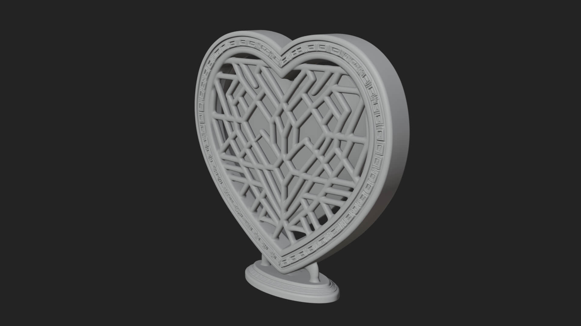 Ornate Framed Heart Plaque Design 330 3D Print Model 3D Model