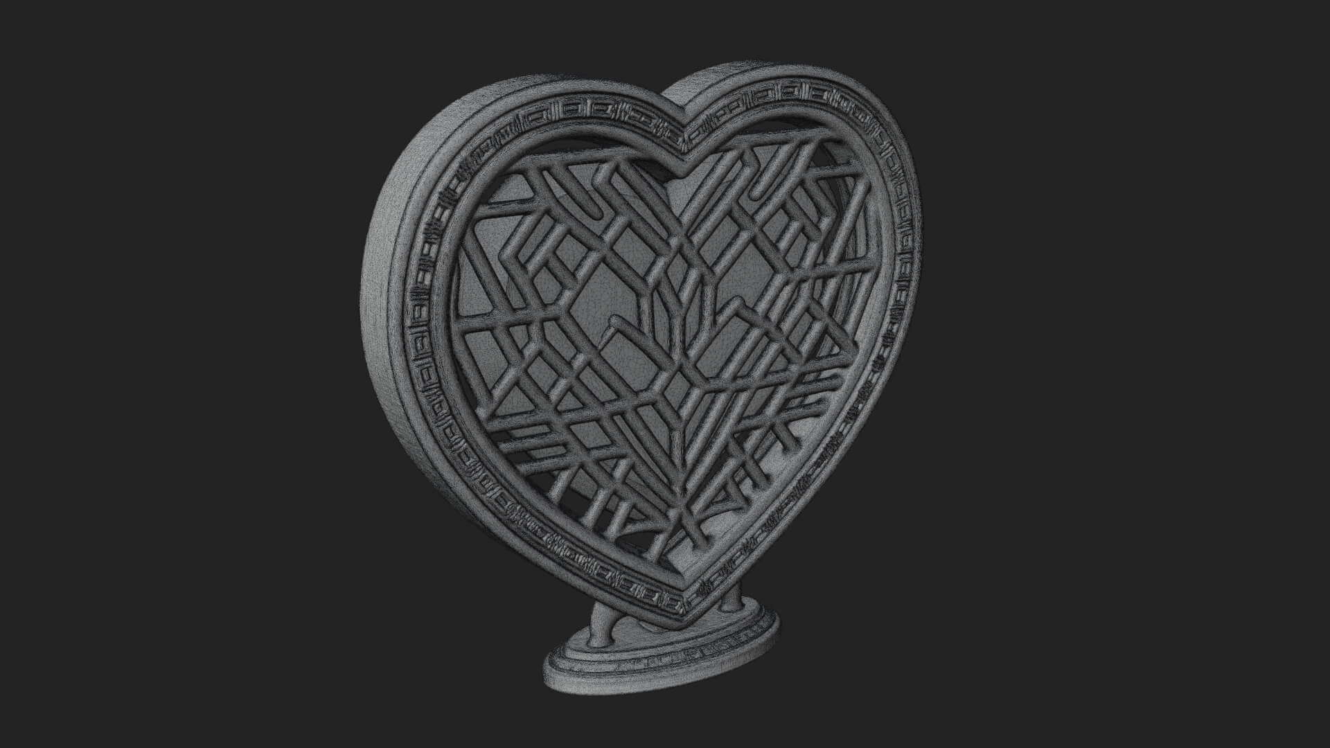 Ornate Framed Heart Plaque Design 330 3D Print Model 3D Model