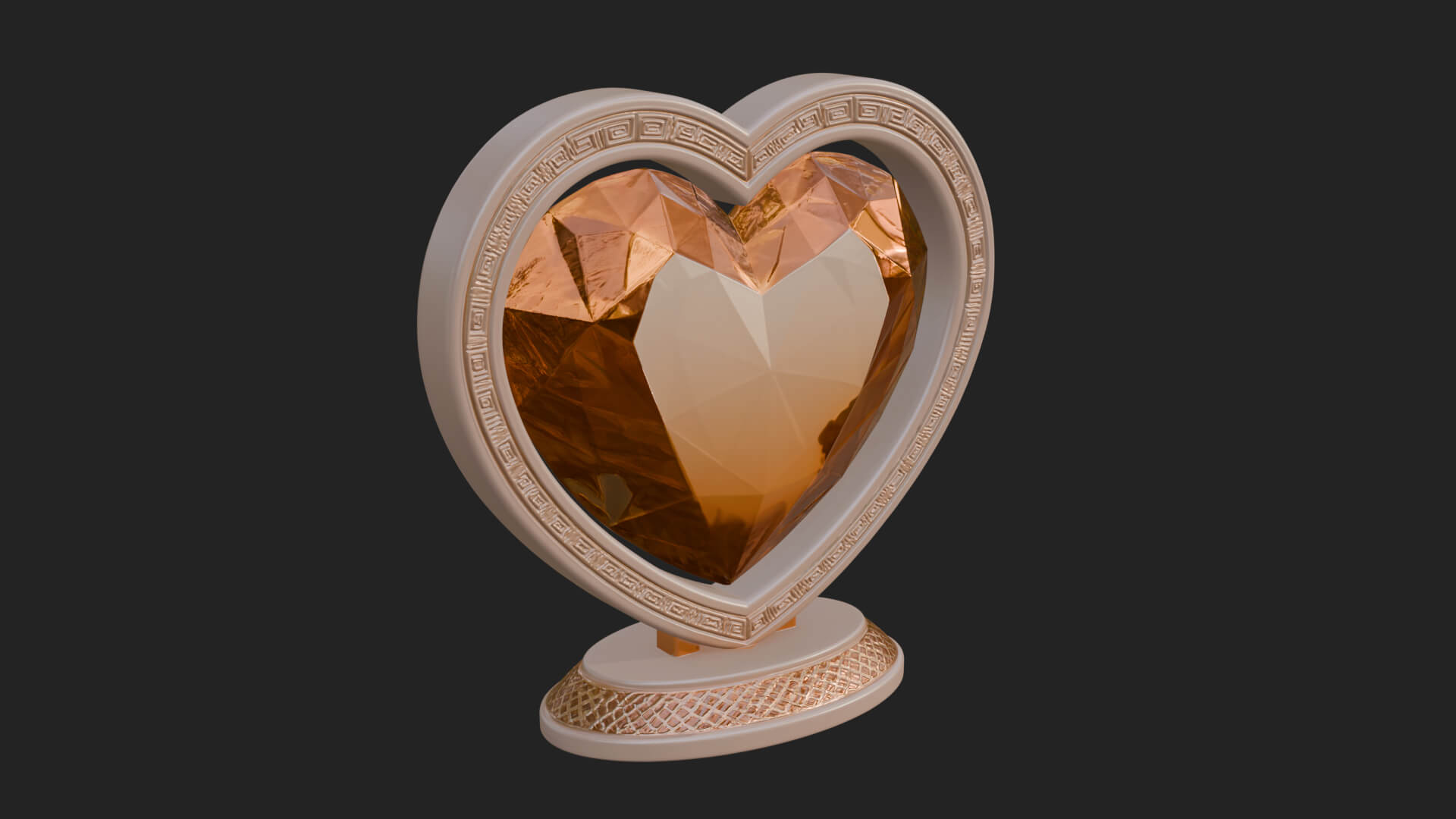 Ornate Framed Heart Plaque Design 331 3D Print Model 3D Model