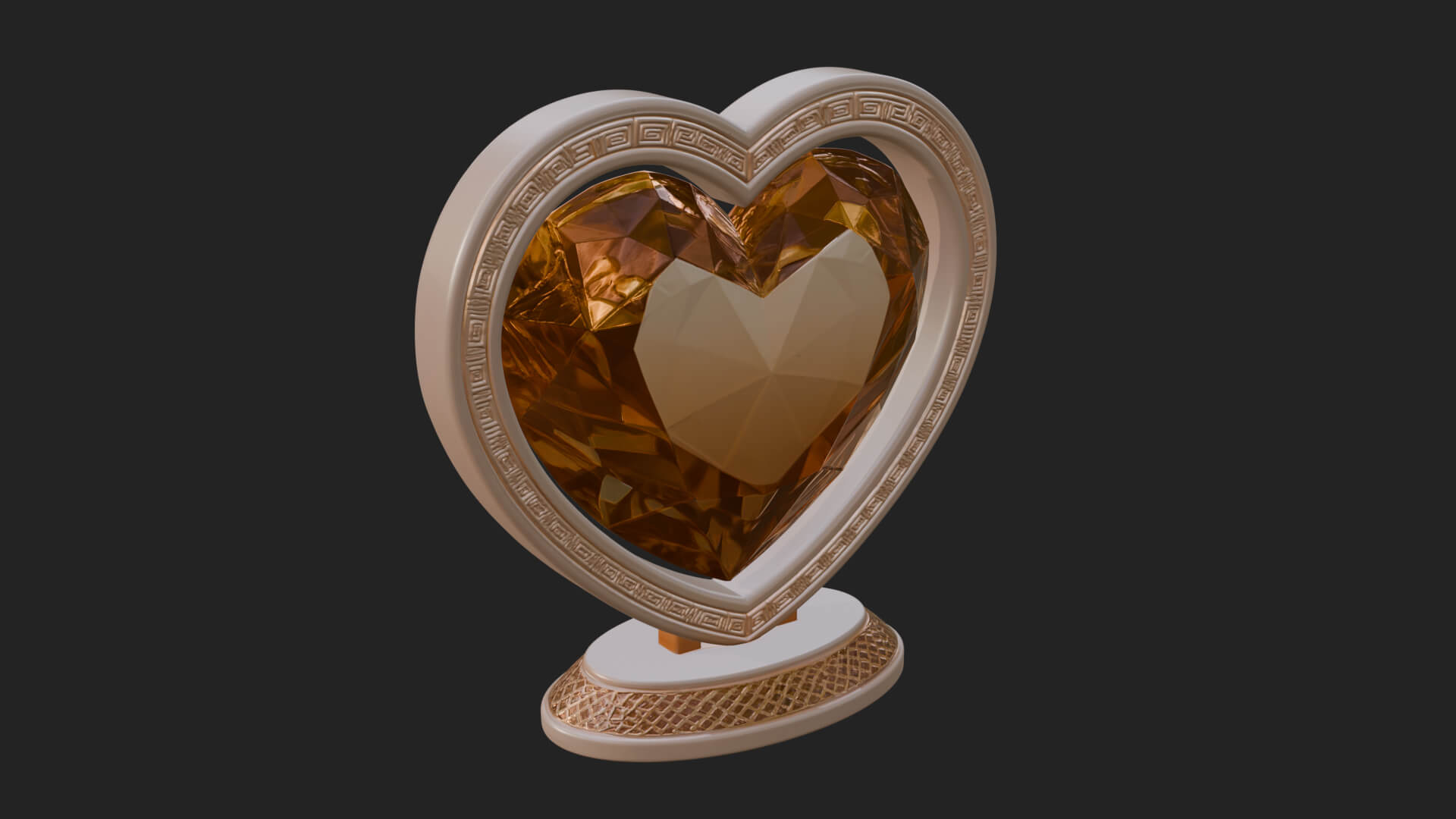 Ornate Framed Heart Plaque Design 331 3D Print Model 3D Model