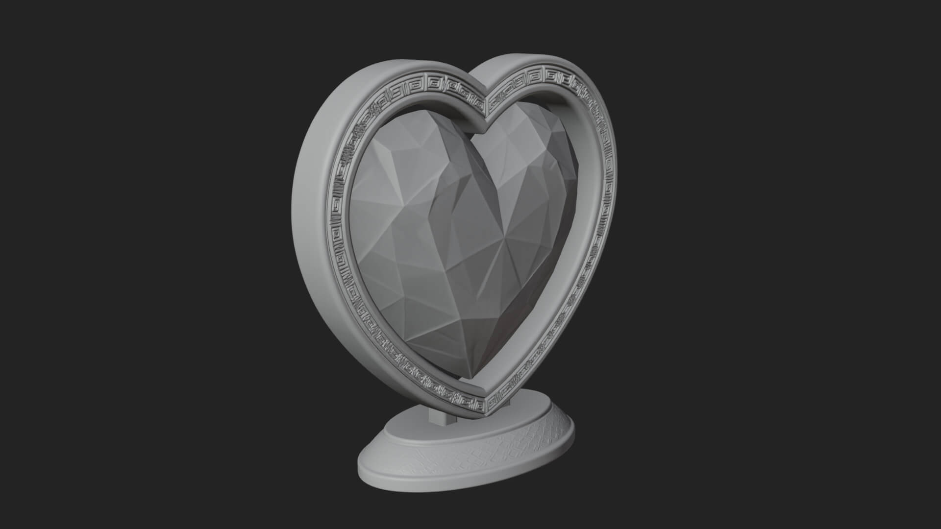 Ornate Framed Heart Plaque Design 331 3D Print Model 3D Model