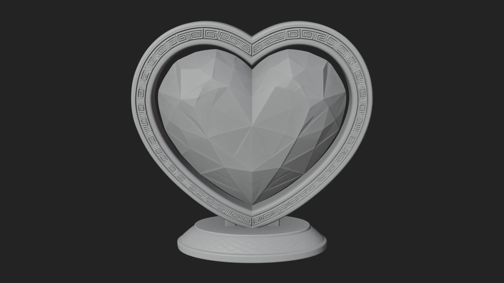 Ornate Framed Heart Plaque Design 331 3D Print Model 3D Model