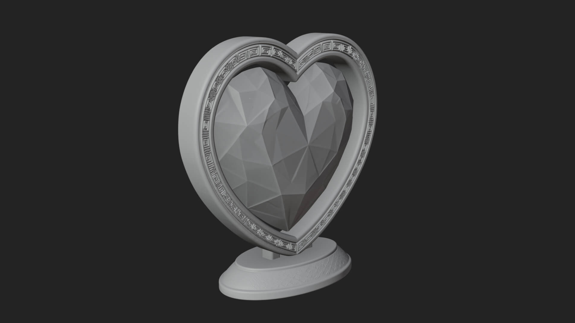 Ornate Framed Heart Plaque Design 331 3D Print Model 3D Model