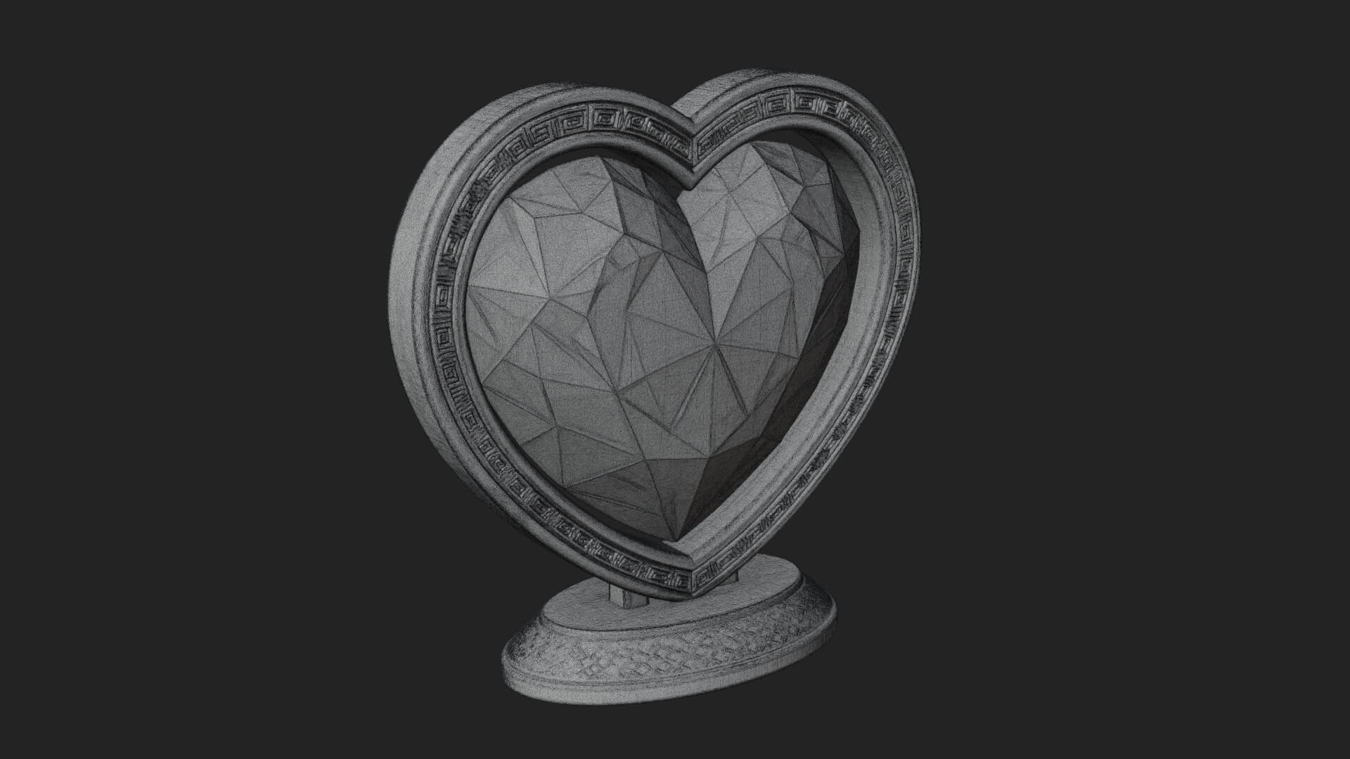 Ornate Framed Heart Plaque Design 331 3D Print Model 3D Model