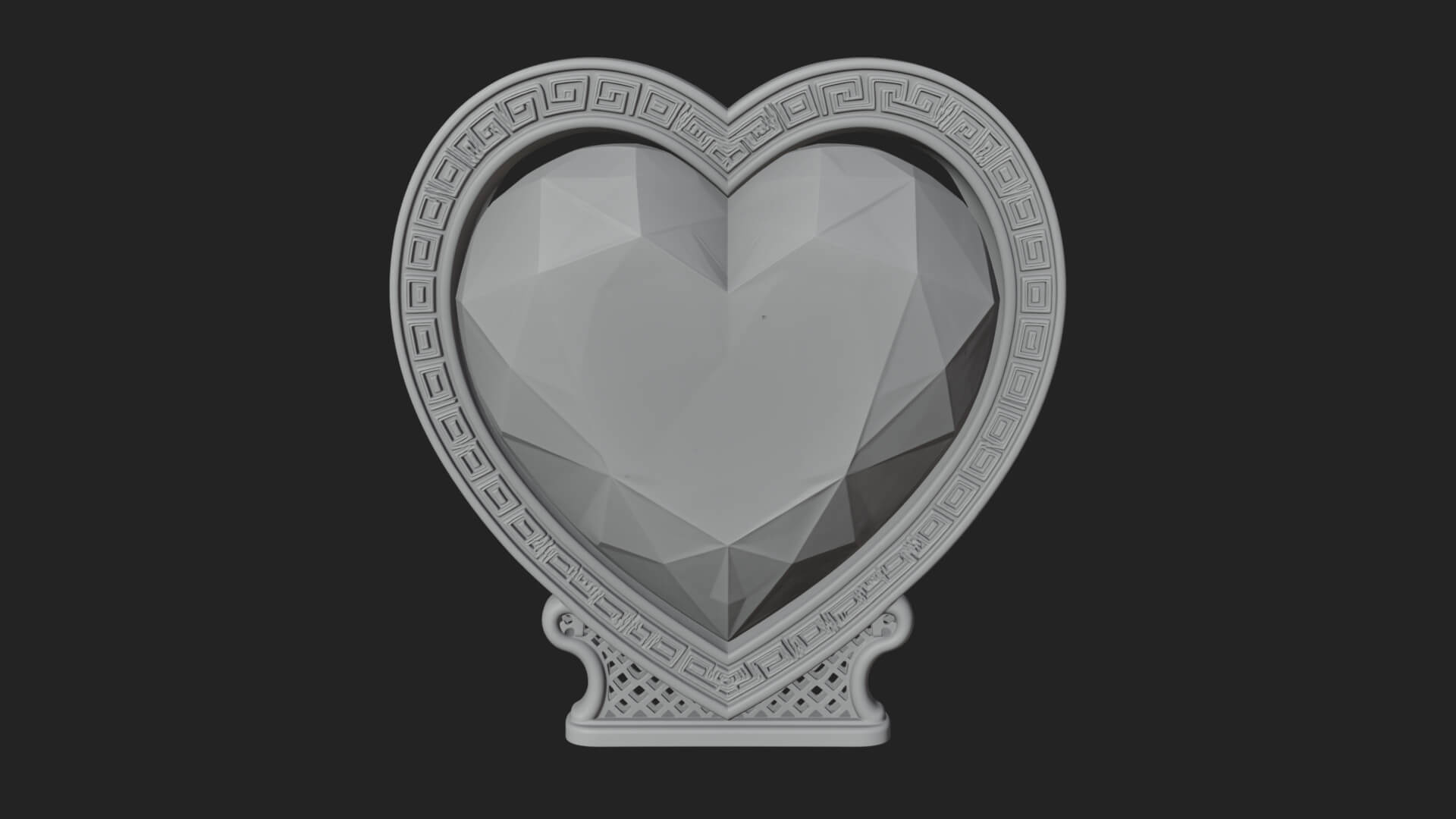 Ornate Framed Heart Plaque Design 332 3D Print Model 3D Model