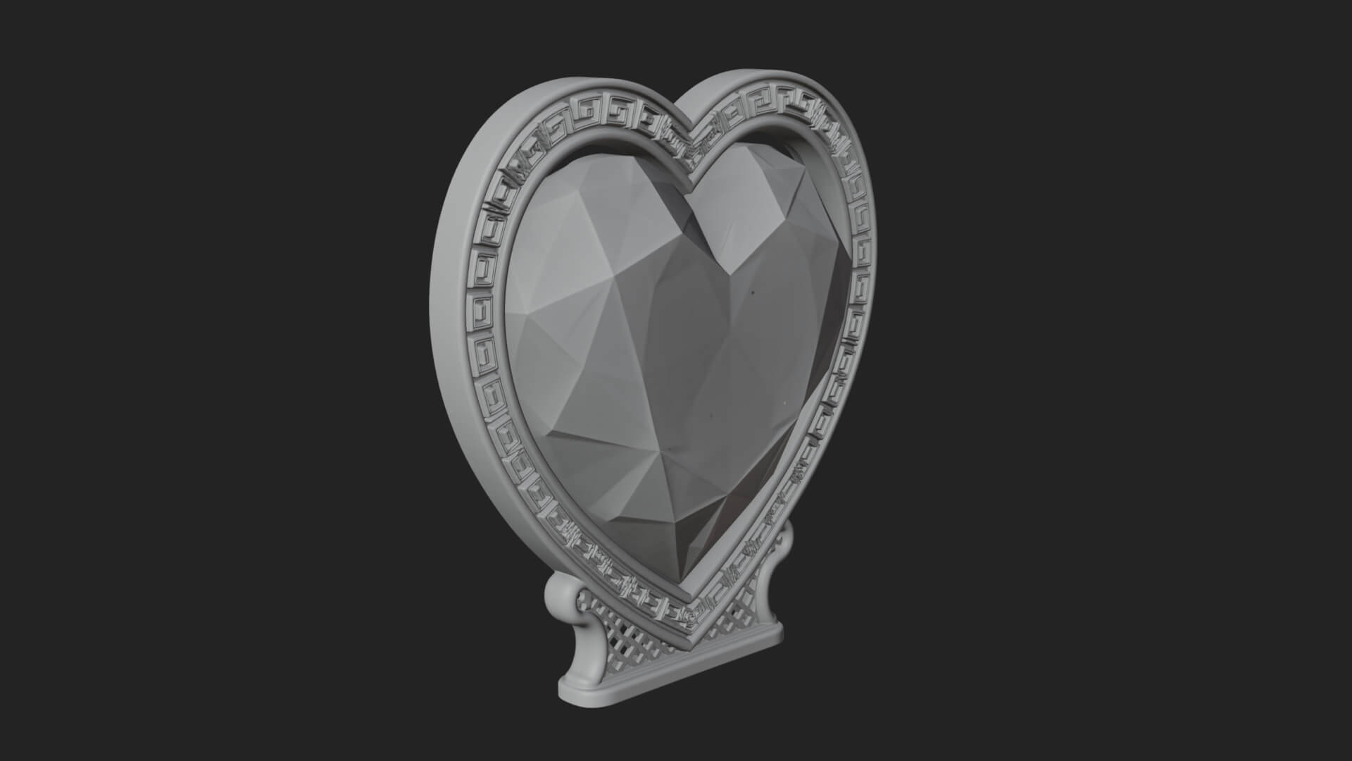 Ornate Framed Heart Plaque Design 332 3D Print Model 3D Model