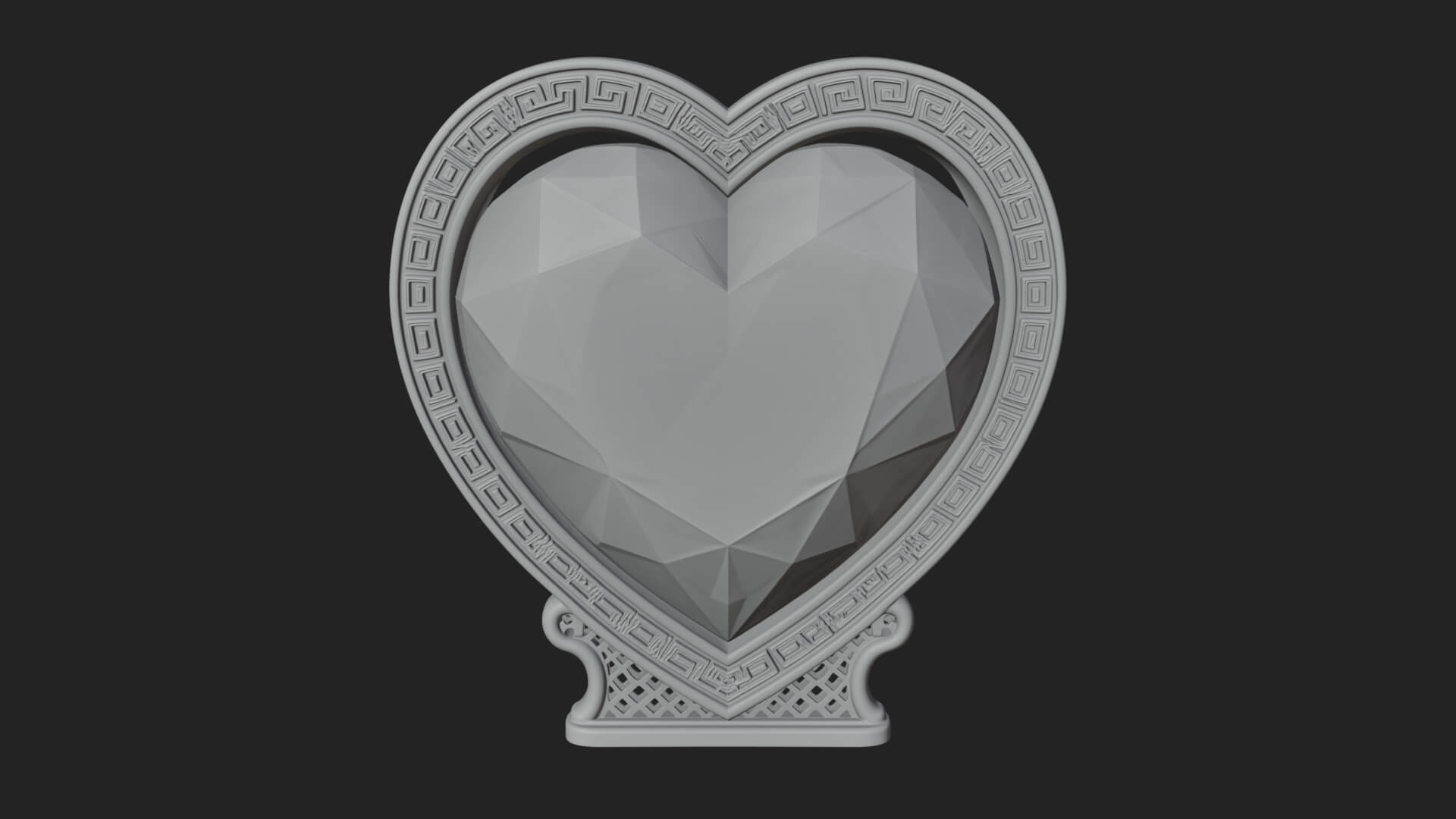 Ornate Framed Heart Plaque Design 332 3D Print Model 3D Model