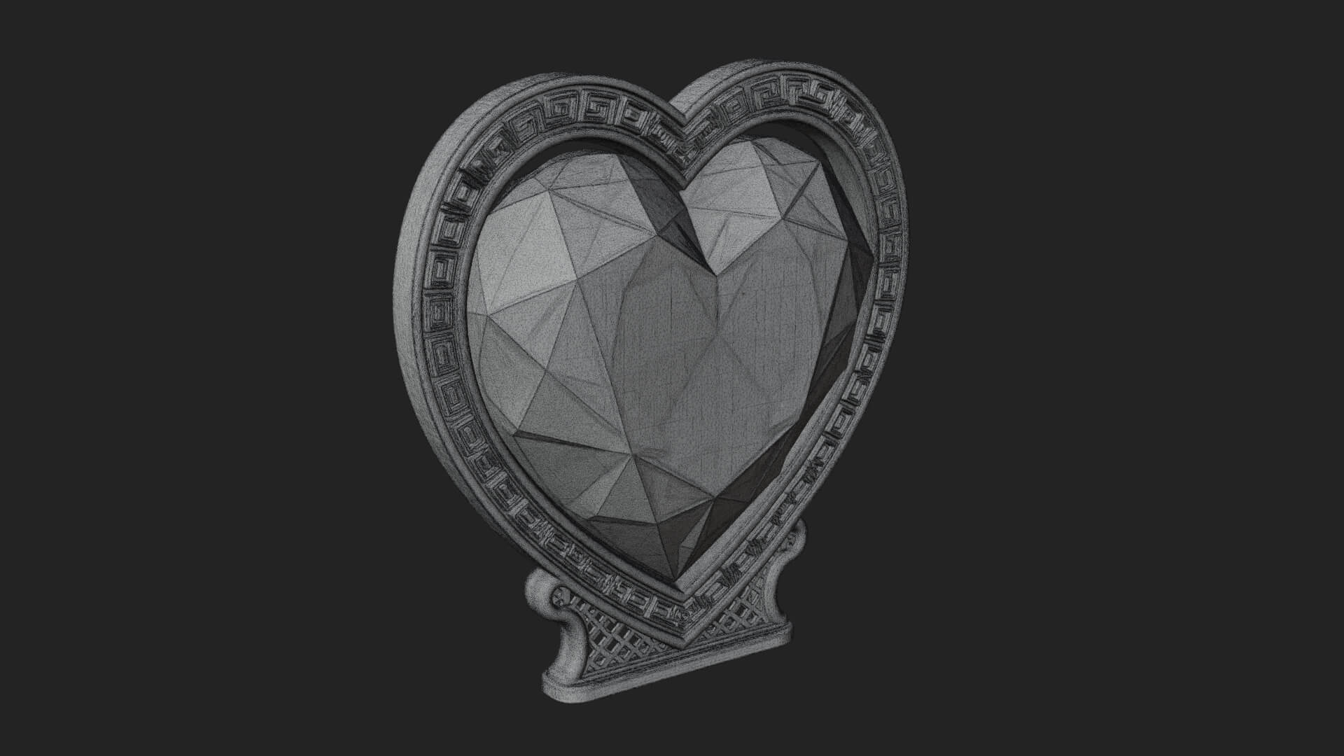 Ornate Framed Heart Plaque Design 332 3D Print Model 3D Model