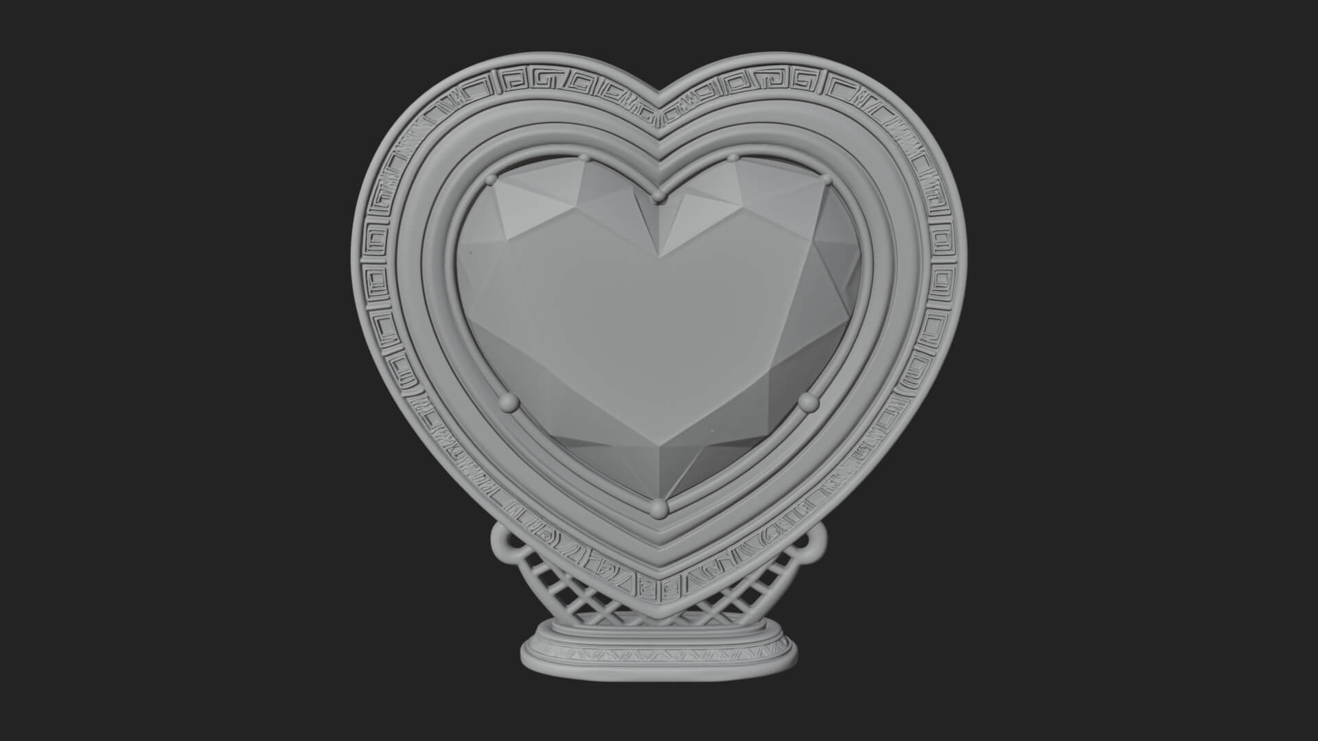 Ornate Framed Heart Plaque Design 333 3D Print Model 3D Model