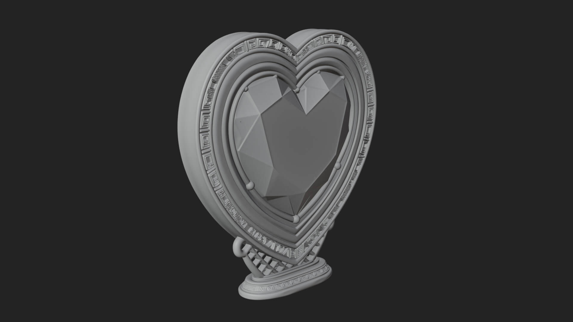 Ornate Framed Heart Plaque Design 333 3D Print Model 3D Model